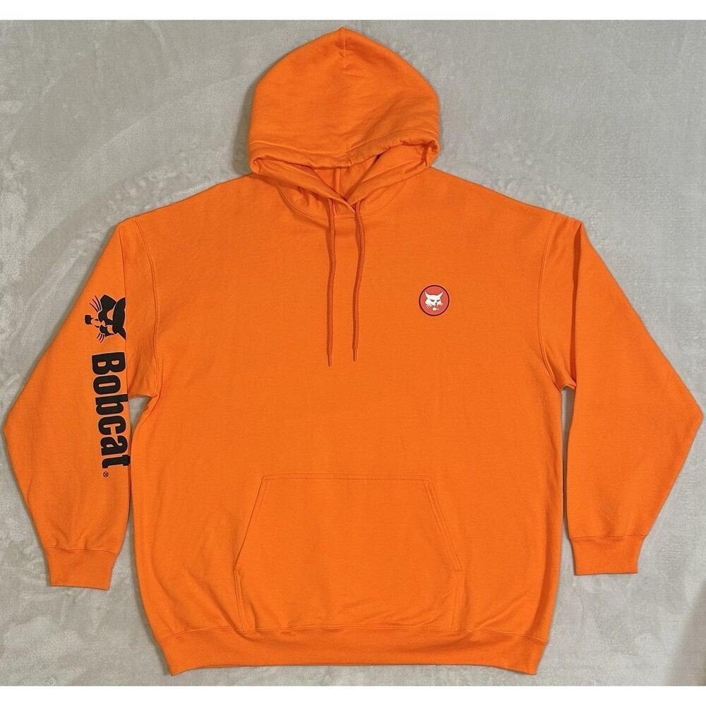 Bobcat Construction Men's 3XL Orange Heavyweight Fleece Hoodie Hi Vis Work